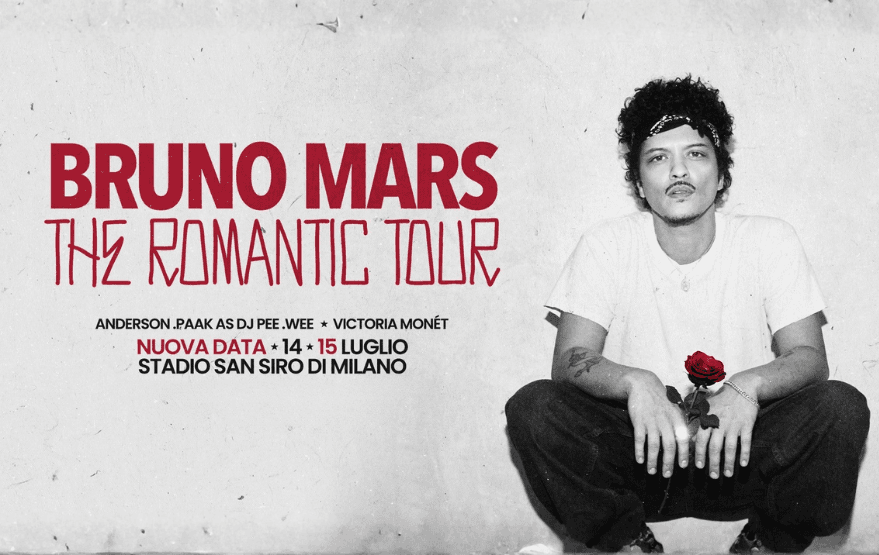 Bruno Mars - The Romantic Tour - Nuova data 14 e 15 luglio Stadio San Siro Milano